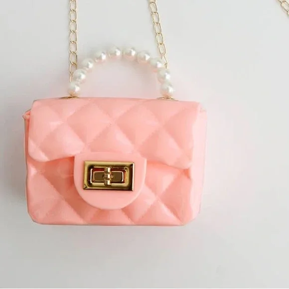 NWT Sparkle Sisters Jelly Bag w/Pearl Handle - Pink. No chain - Picture 1 of 4